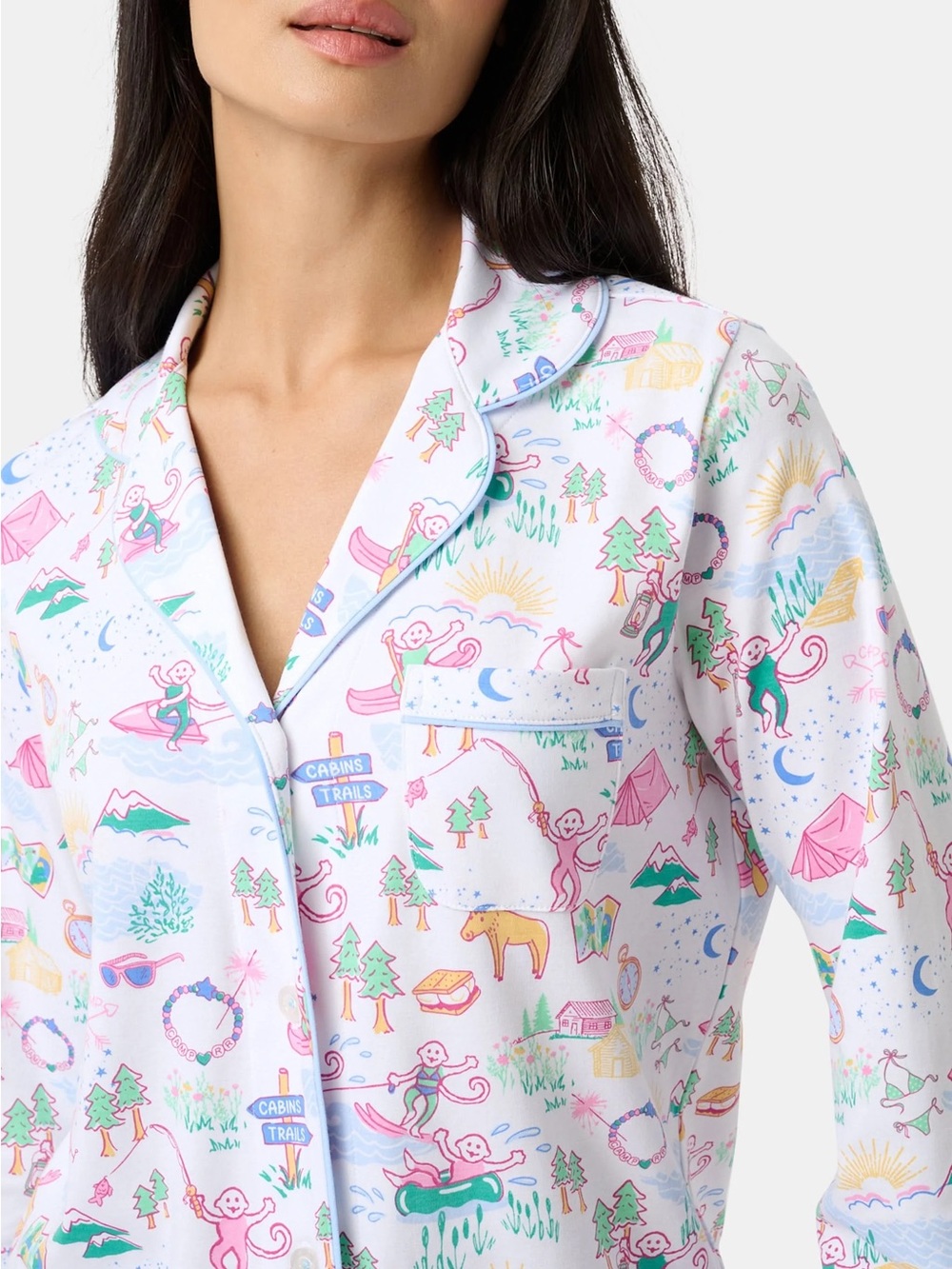 Roller Rabbit Camp RR Long Sleeve Polo Pajamas
